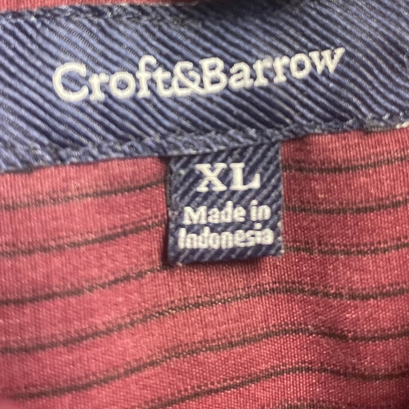 Croft & Borrow Mens XL 100% Polyester Long Sleeve Pin Striped Button Up Shirt
