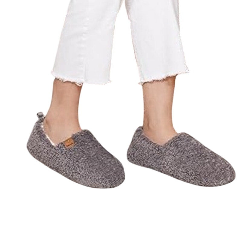 New EverFoams Womens 5/6 Gray Soft Curly Full Memory Foam Lightweight Slippers