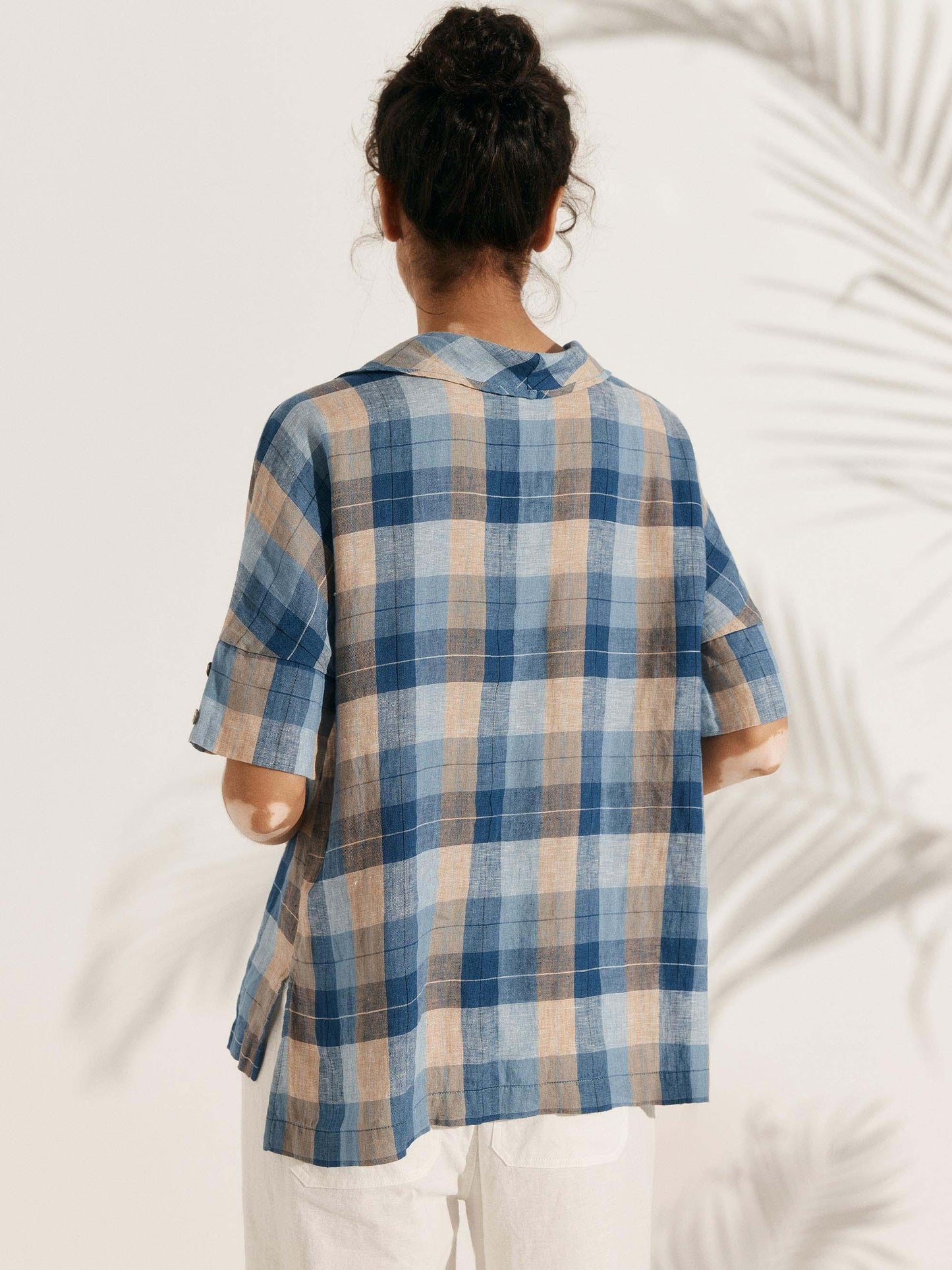 Linen V-Neck Short Sleeve Shirt SIERRA