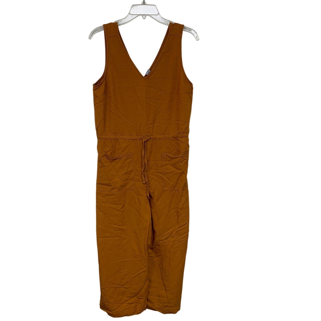 Old Navy Womens Medium Gold Sleeveless V Neck Drawstring Waist Romper Jumpsuit