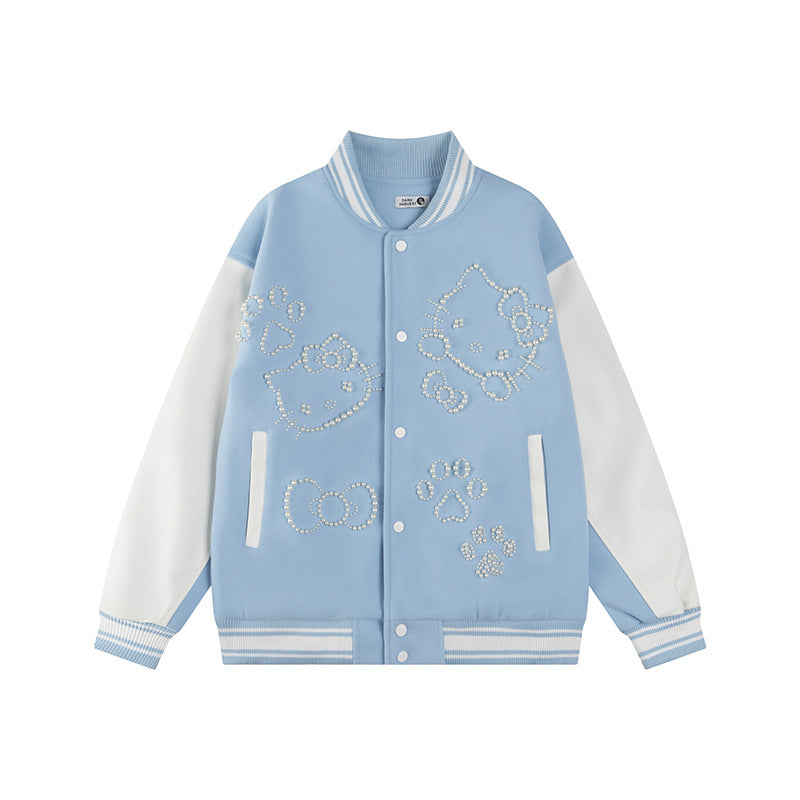 Hello Kitty Pearl Embroidered Baseball Jacket