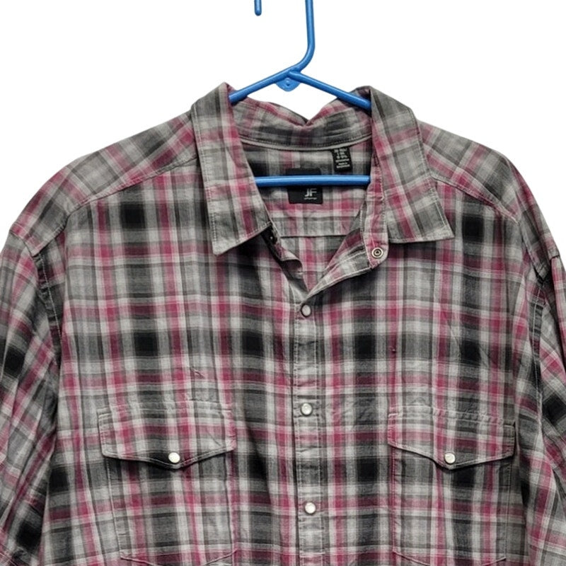 J Forrar Mens 3XL 100% Cotton Short Sleeve Plaid Pearl Snap Up Western Shirt