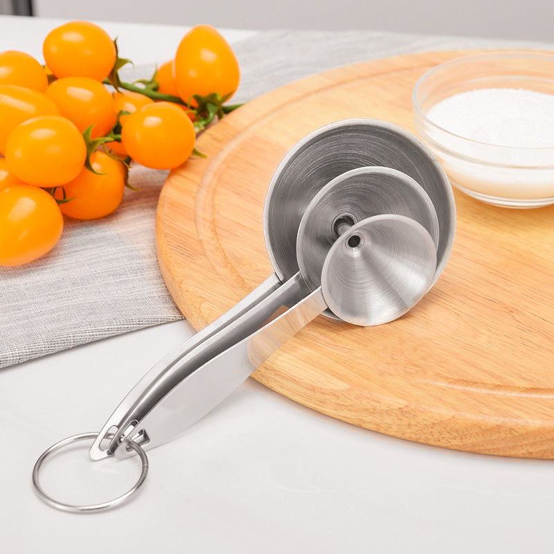 Oil Funnel Stainless Steel Funnel Three-Piece Mini Small Funnel Household Oil Leak Multi-Function Wine Leak