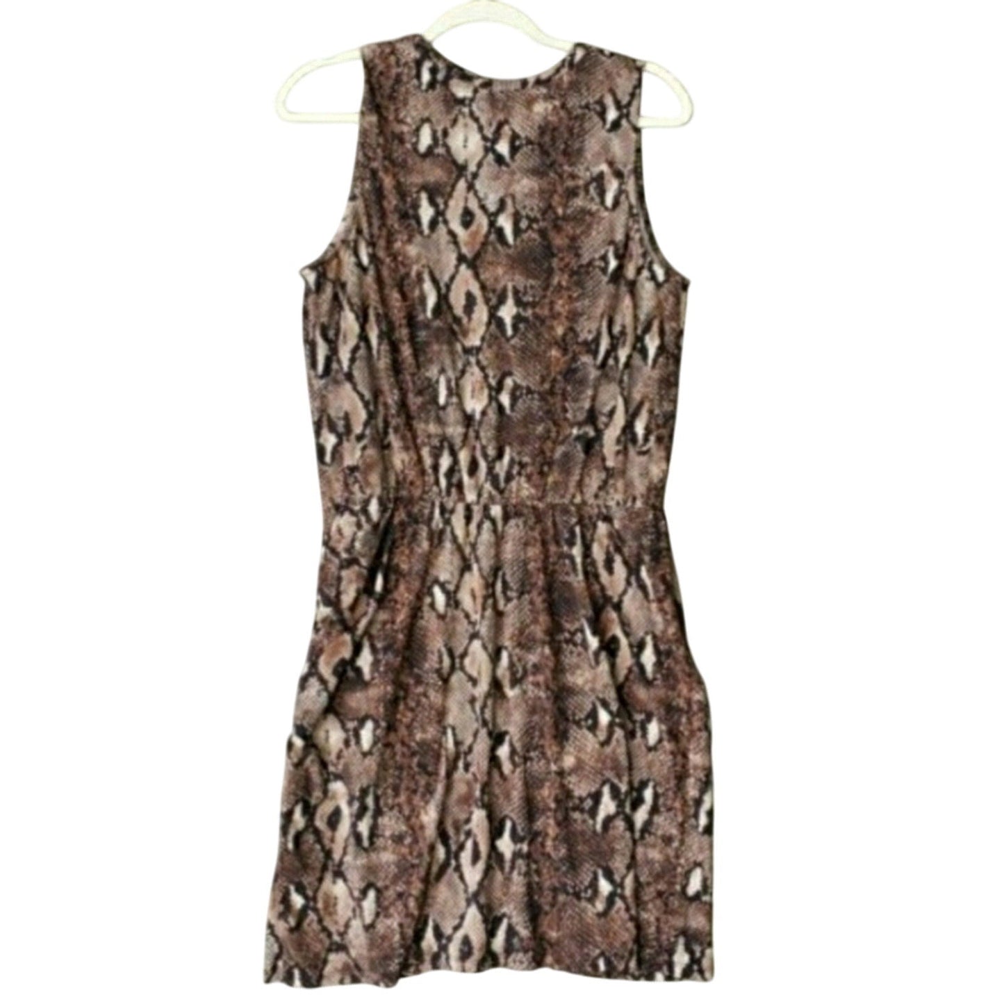 NWT New Sunday In Brooklyn Womens Large Snake Skin Print Gathered Waist Dress