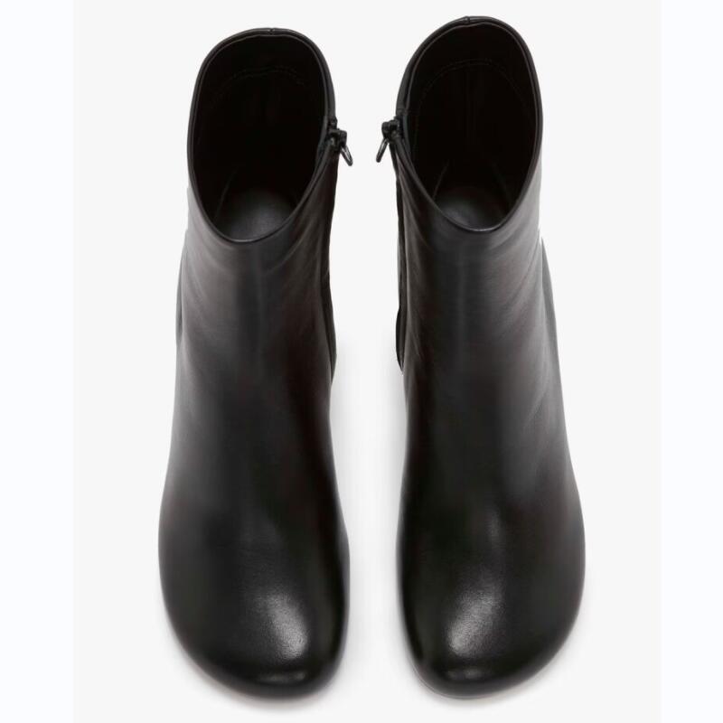 Processing time:3-7days after placing orders  Autumn/Winter New Women's Shoes High Quality Leather Round Head Fashion Hollow Heel Zipper Ankle Boots Black Green Big Size