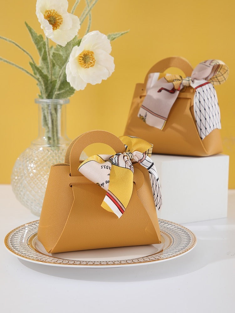 Light Luxury Style PU Leather Handheld Candy Gift Box Wedding Gift with Handheld Gift Wedding Candy Bag