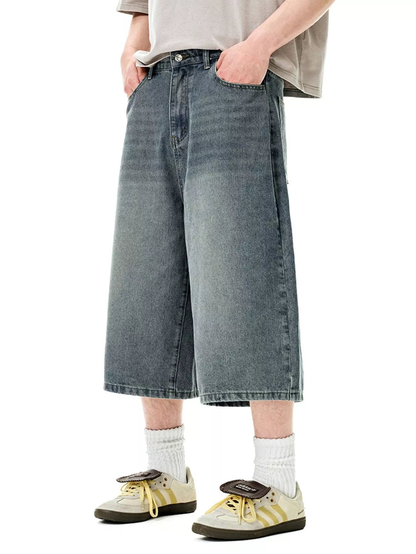 Men's Wide Leg Denim Shorts