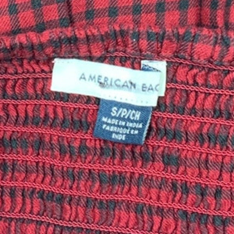 New American Eagle Womens Small 100% Cotton Long Sleeve Plaid Dress