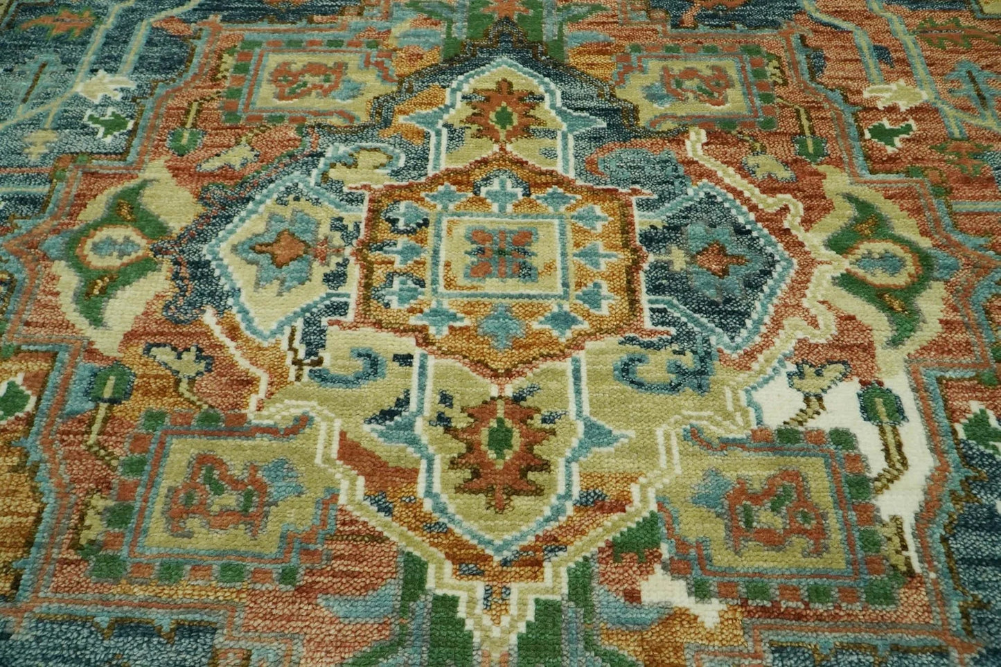 Multi Size Rust Hand Knotted Traditional Oushak Turkish 100% Wool Oriental Area Rug-4