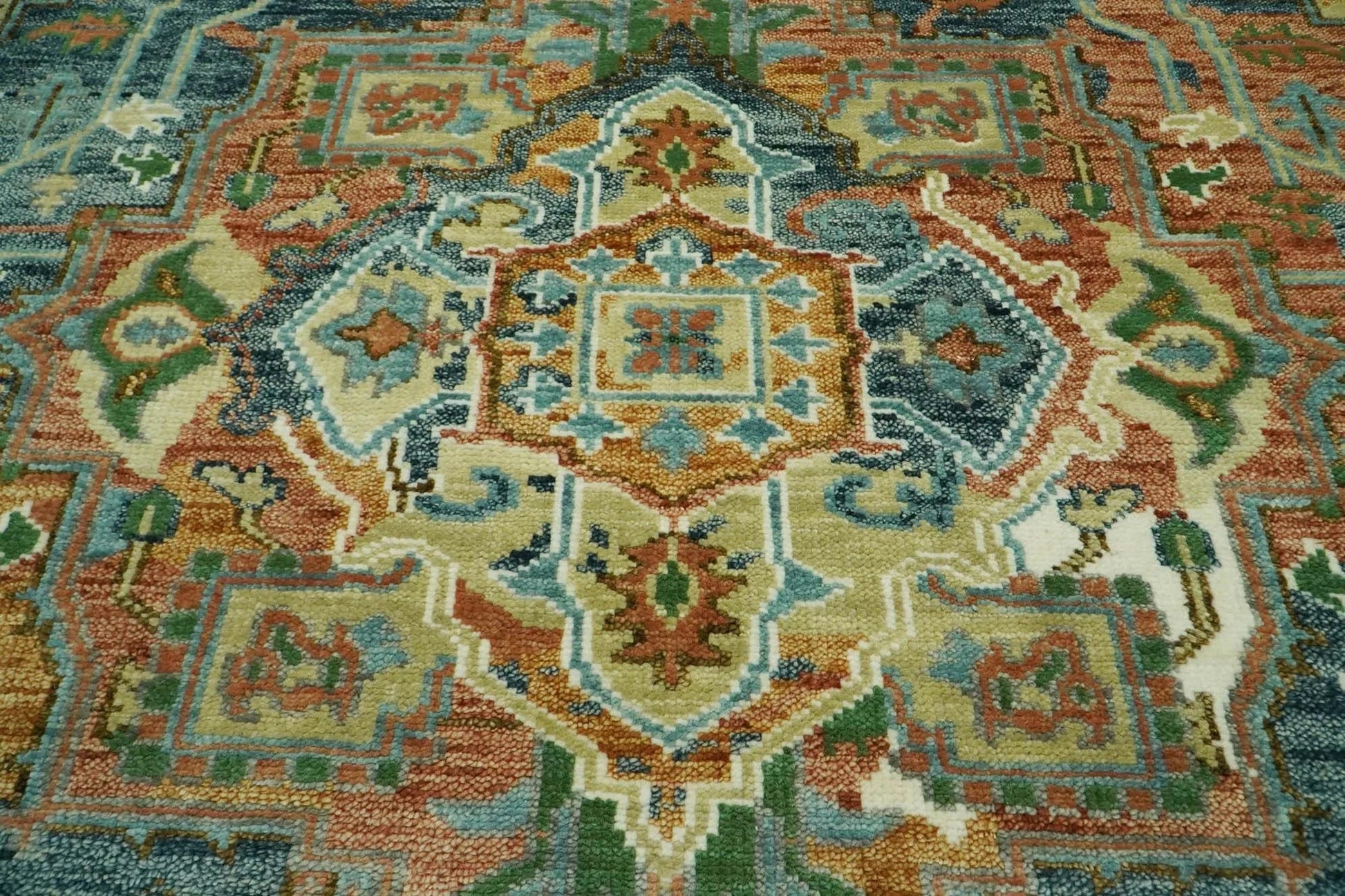 Multi Size Rust Hand Knotted Traditional Oushak Turkish 100% Wool Oriental Area Rug-4