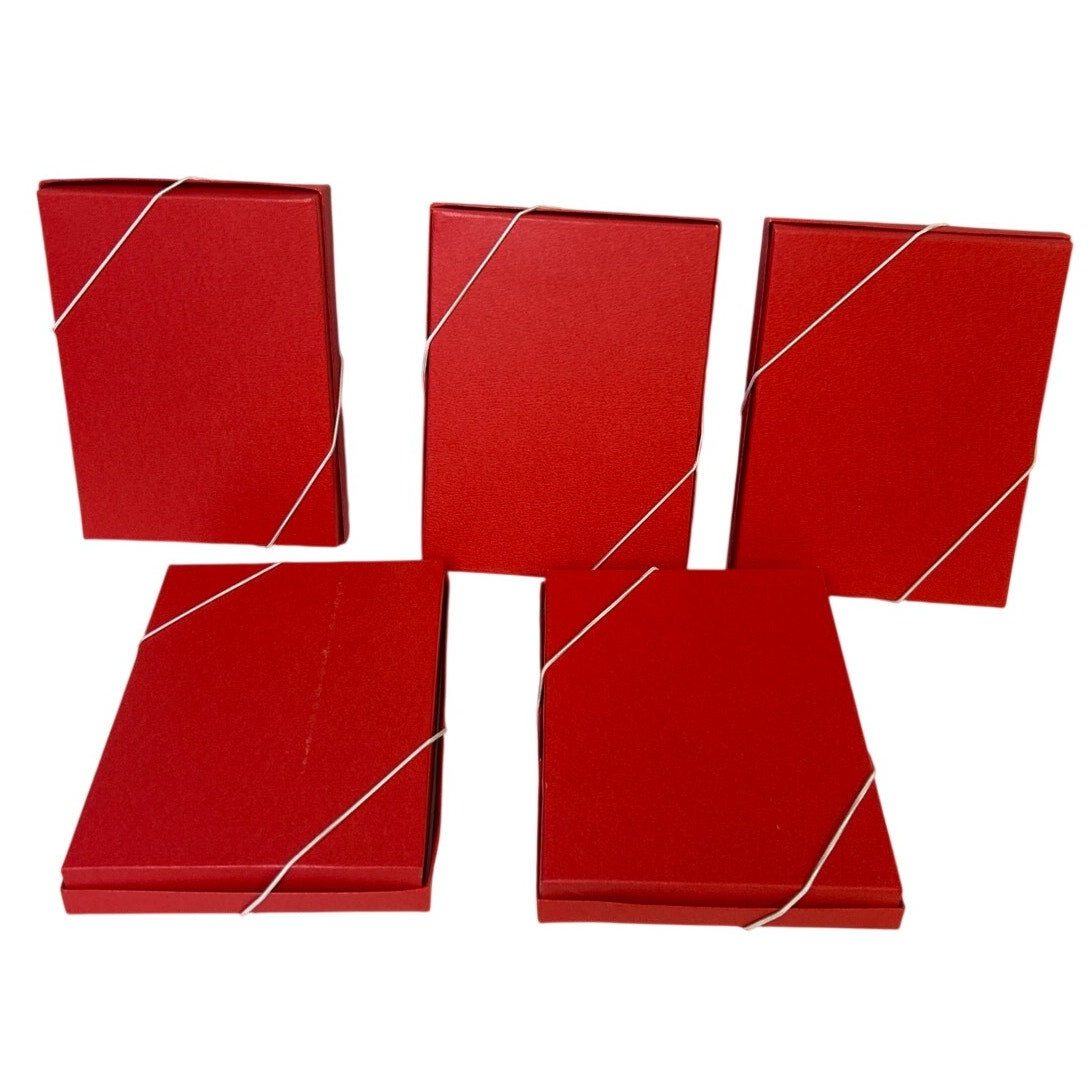 5 New 7-3/8" X 5.5" X 1" Valentine Red Leatherette Cardboard Jewelry Gift Boxes