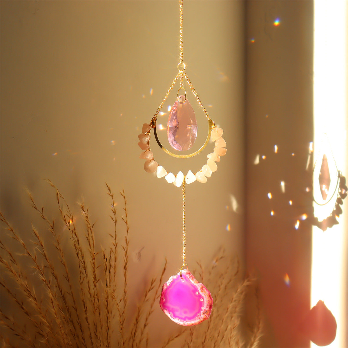 Natural Agate Raw Stone Wind Chimes