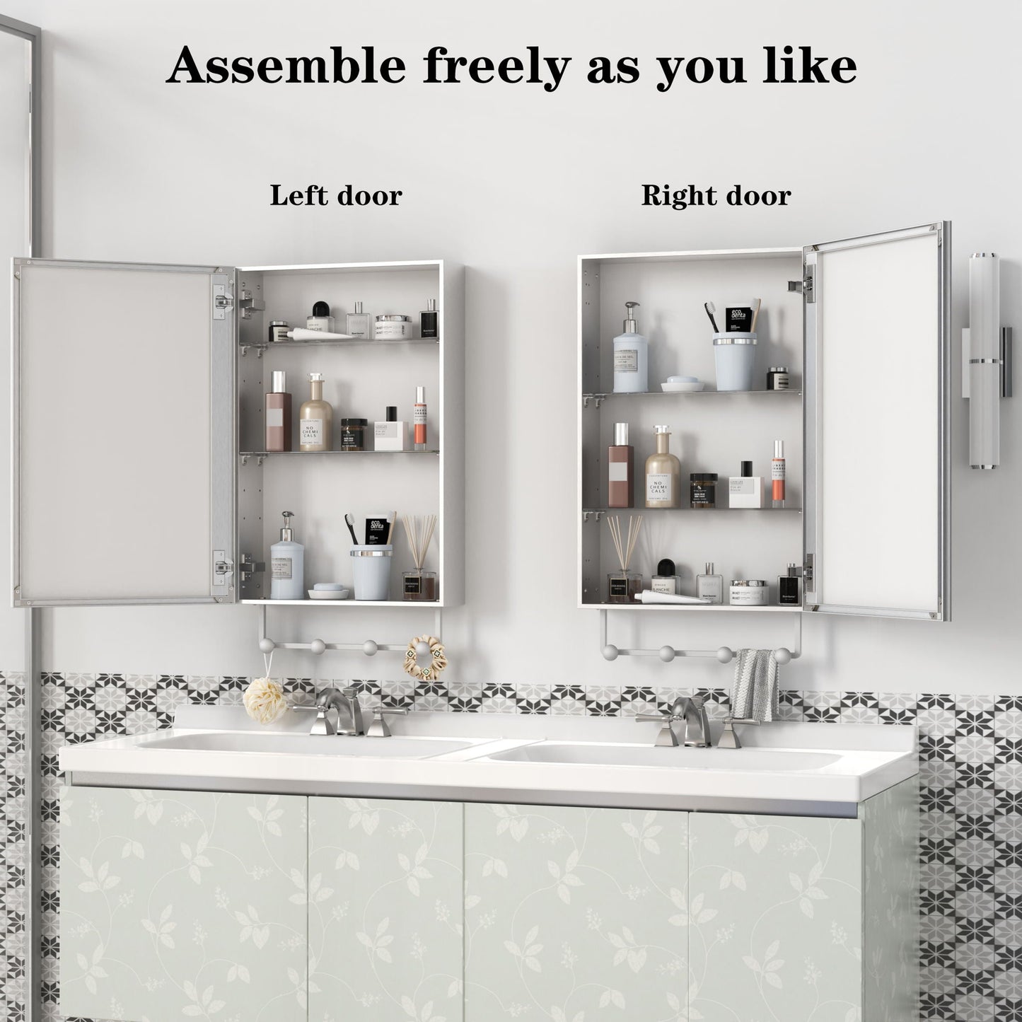 Medicine Cabinet, Wall Mounted Bathroom Mirror With Storage, Adjustable Shelves - Silver
