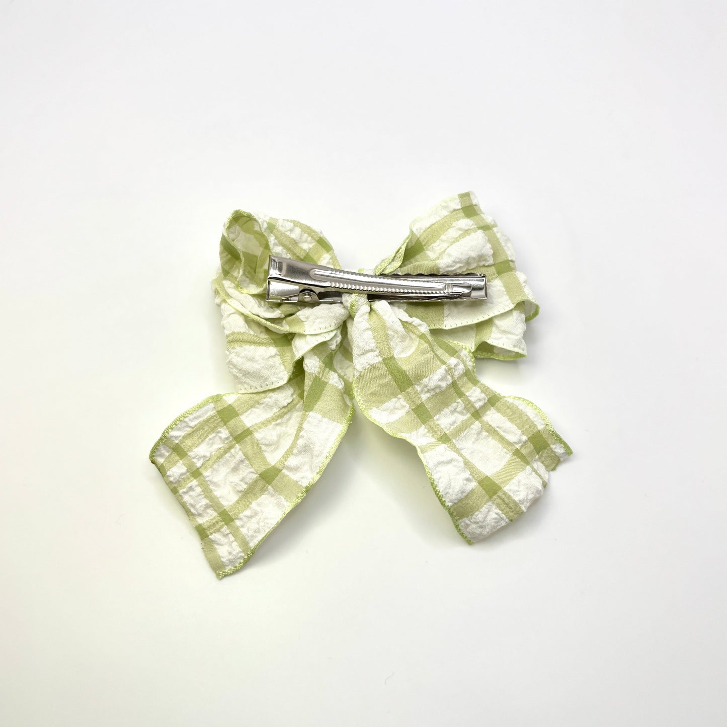 Green Gingham Spring Double Bow