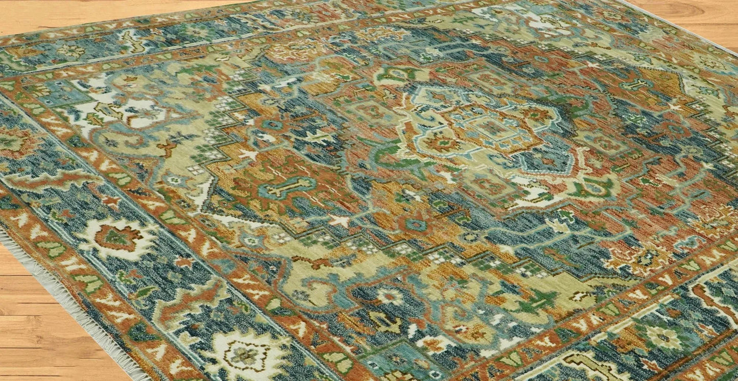 Multi Size Rust Hand Knotted Traditional Oushak Turkish 100% Wool Oriental Area Rug-3