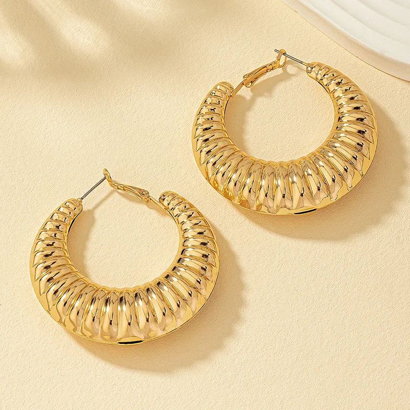 Retro Threaded Metal Earrings For Women Simple Style Holiday  Party Gift Fashion Jewelry Ear Accessories