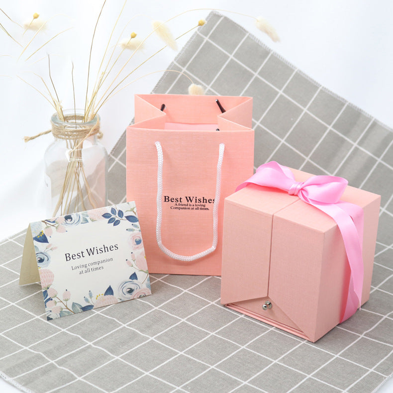 Double Door Eternal Rose Gift Box Jewelry Packaging Box Ring Earnail Necklace Jewelry Box
