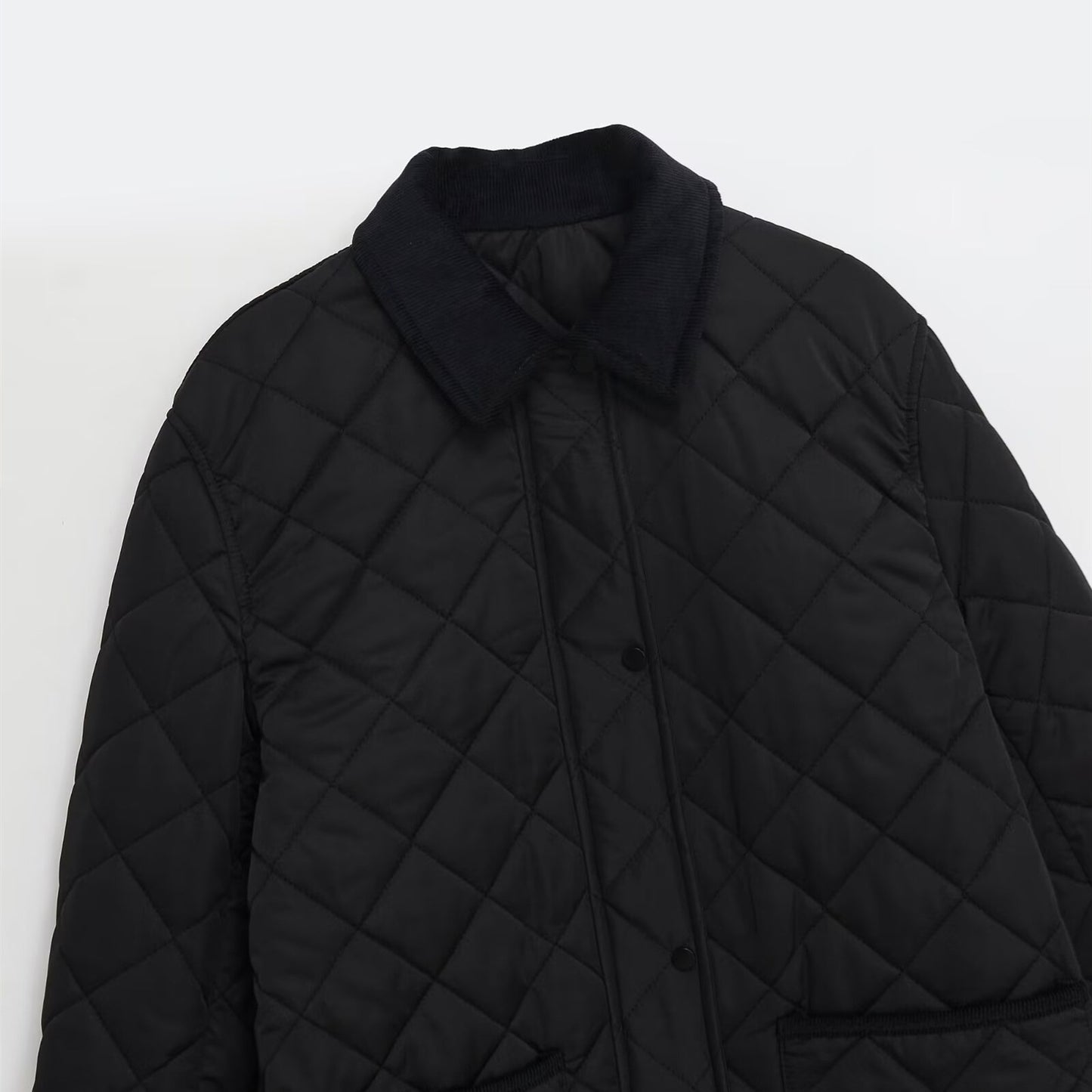 Diamond patterned cotton jacket for women's clothing
