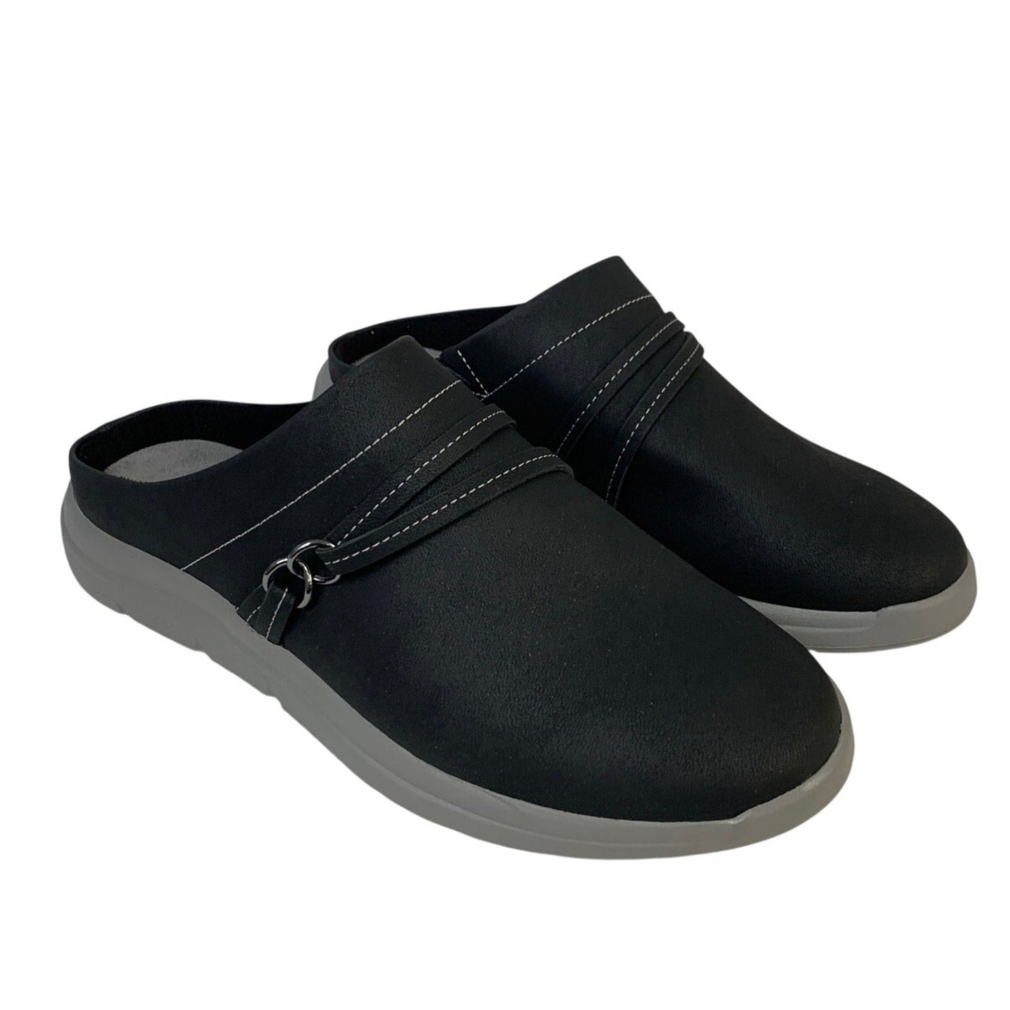 JSport Womens Size 7 Black Faux Leather Gina Slip On Memory Foam Sneaker Shoes
