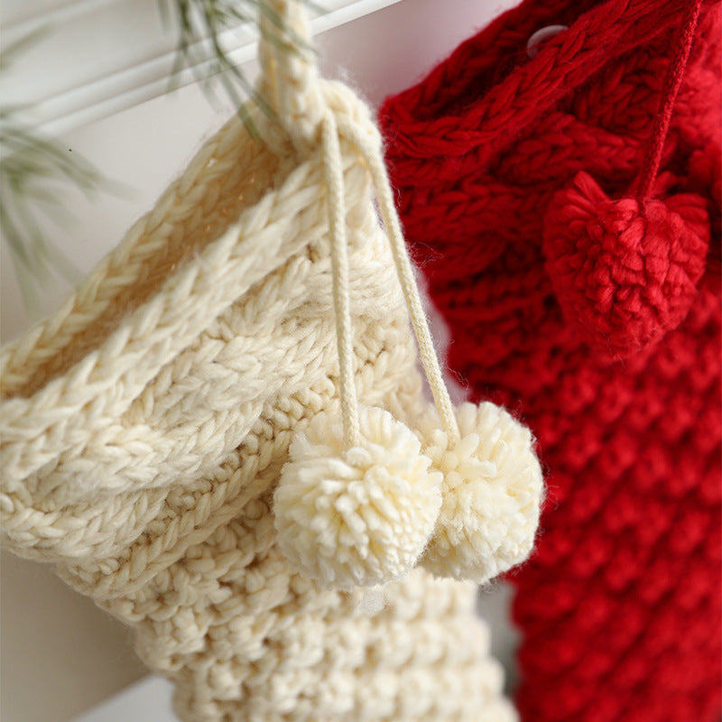 Christmas Stocking Thick Thread Candy Gift Bag Window Decoration Fireplace Pendant
