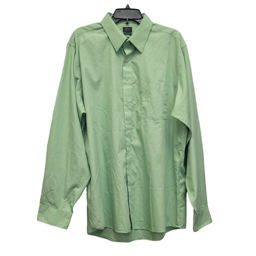 Arrow Mens XL Light Green PolyCotton Long Sleeve Button Up Shirt w Front Pocket