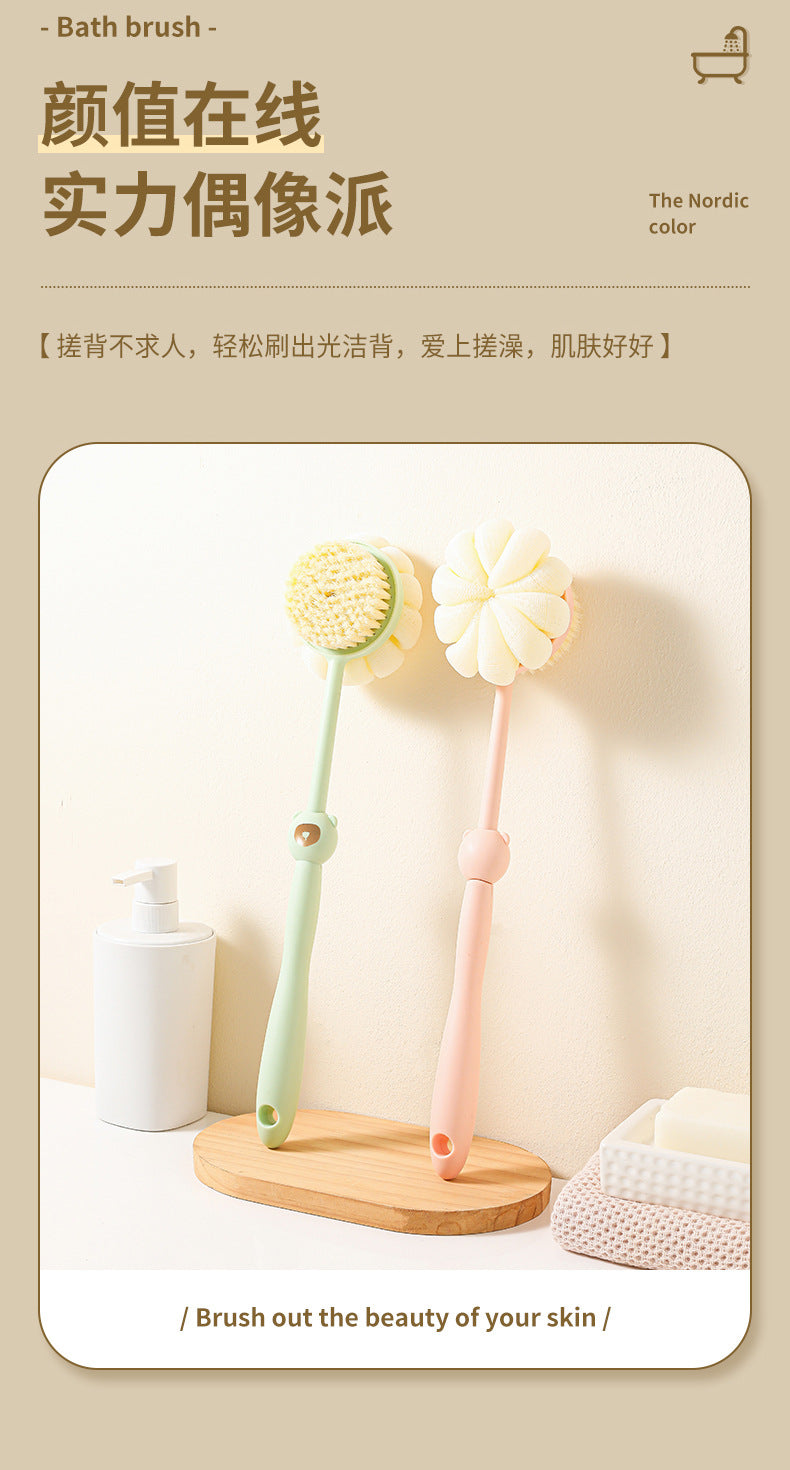 Bathing Brush (Green) Back Scrubbing, No Need To Ask For Help. Long-Handled Brush With Soft Bristles, Double-Sided Bathing Brush. A Perfect Tool For Scrubbing Mud, Removing Dust, And Scrubbing The Back