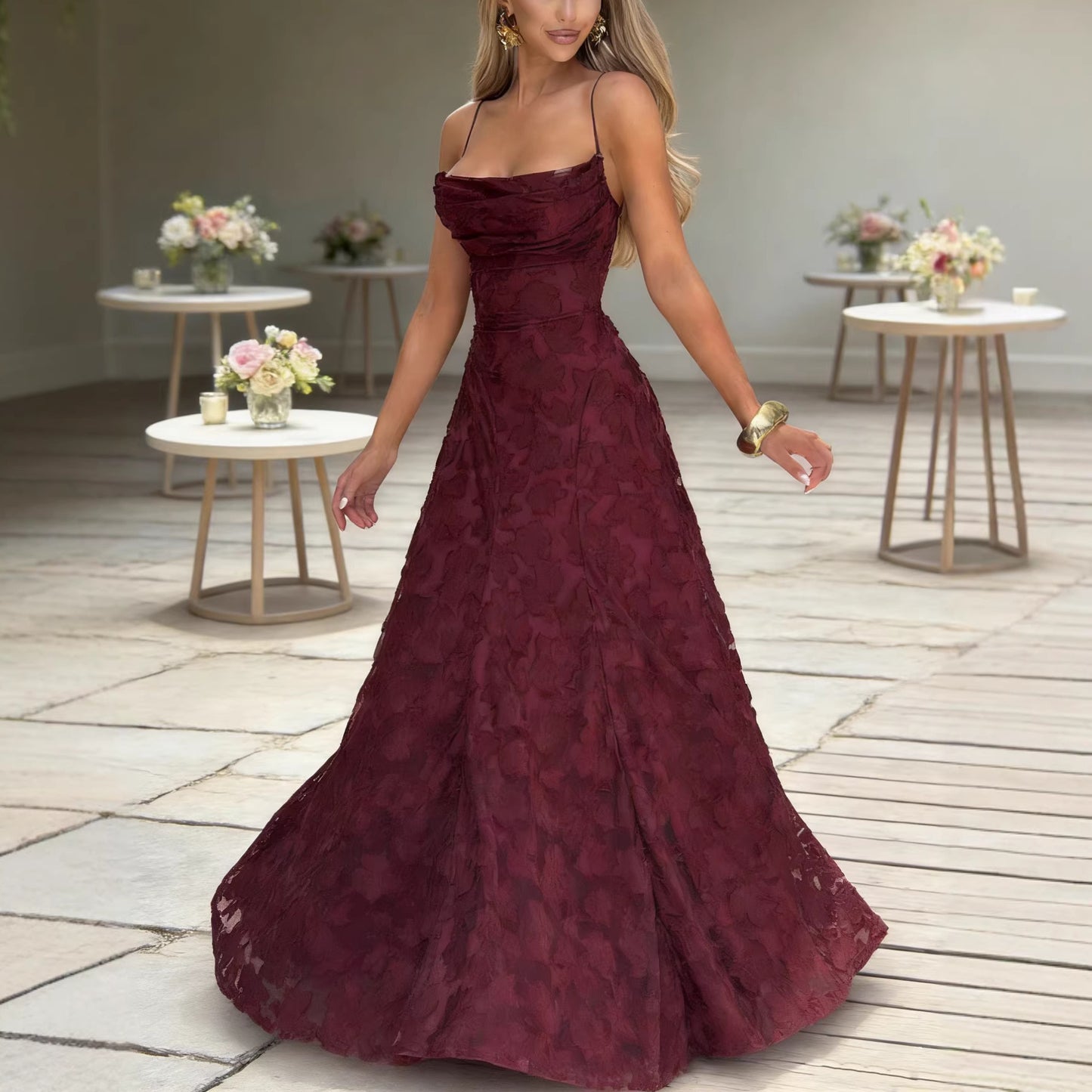 Versatile Spicy Style Wine Red Sexy Strapless Dress