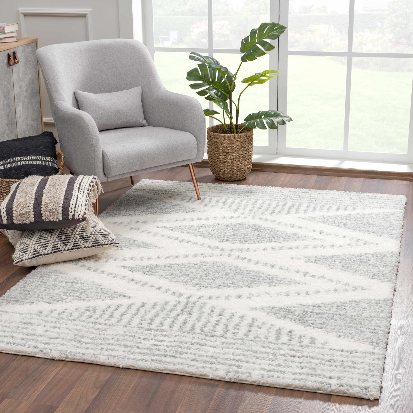 Trunding Plush Area Rug in Gray-0