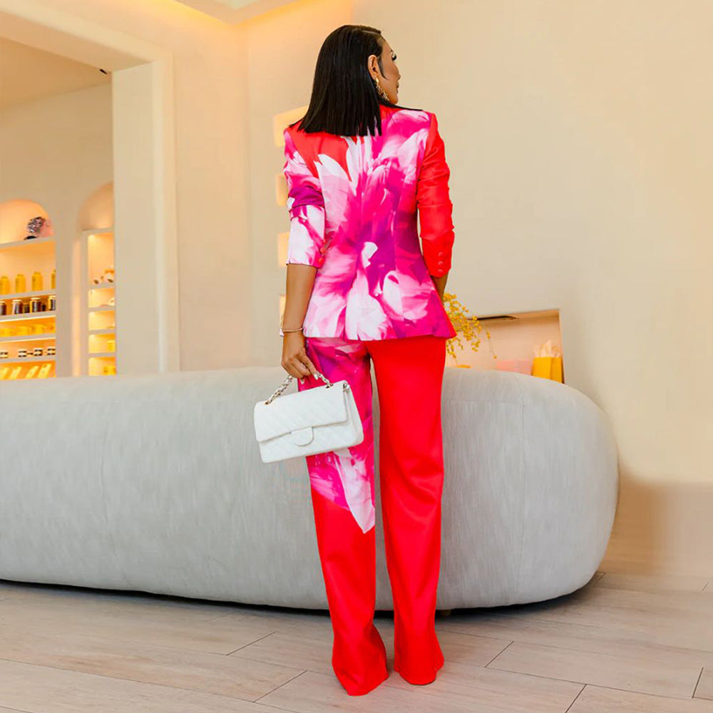 Printed jacket and pants set