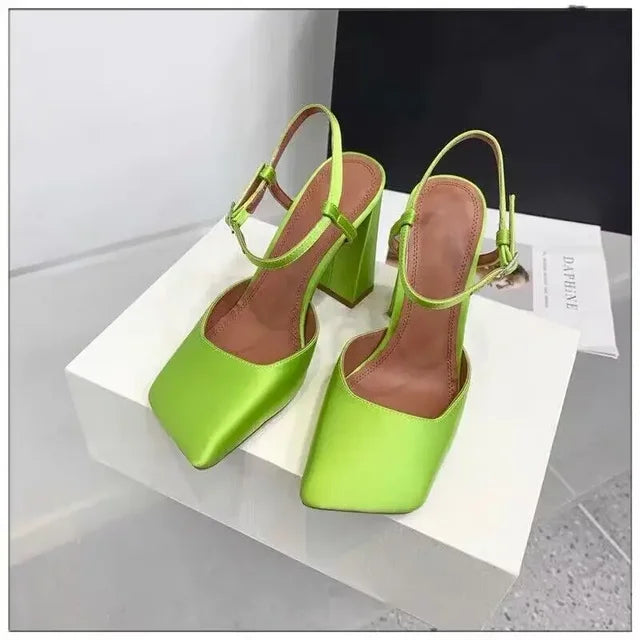 Rhinestone Thick High Heels and Toe Sandals for Women, Retro Mary Jane Single Shoes, Fashionable and Sexy, European and American