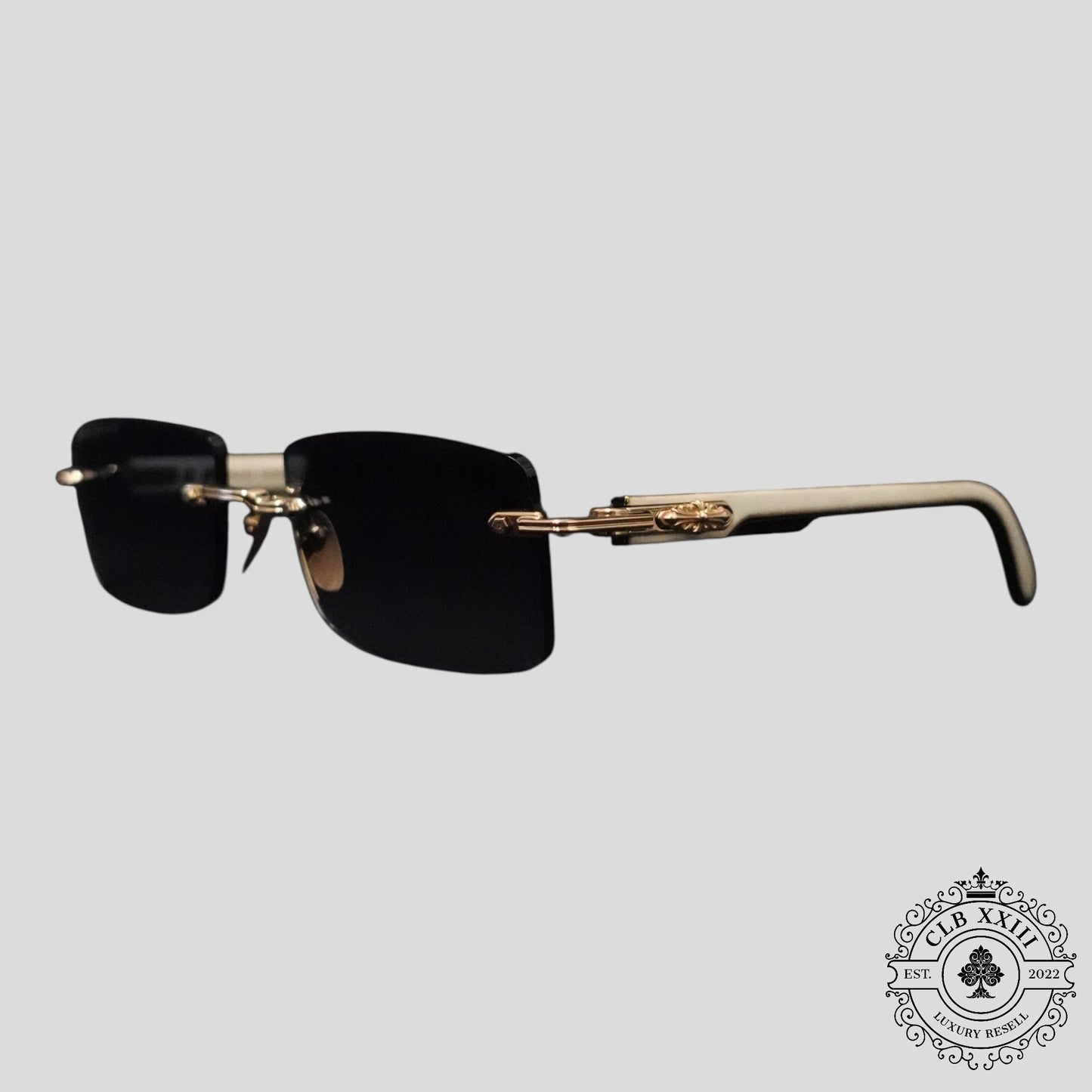 Chrome Hearts Deep II Sunglasses in White/Gold