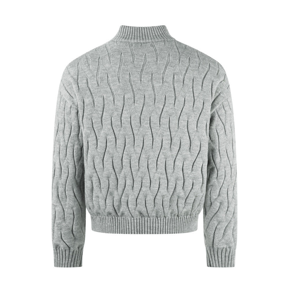 Carved Velvet Stand Up Collar Sweater