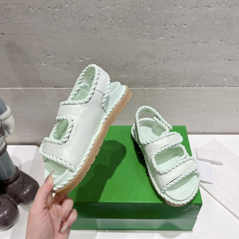 Velcro flat sandals women's thick soled versatile casual beach shoes