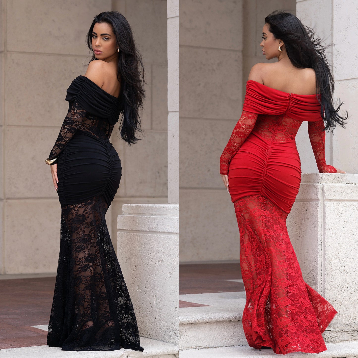 Fashion Women's Sexy One-Shoulder Lace Bodycon Dress