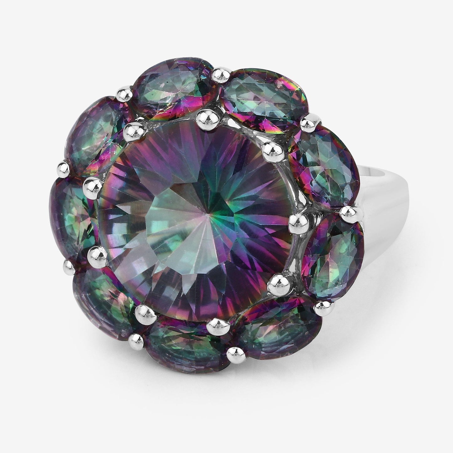 11.45 Carat Genuine Rainbow Quartz .925 Sterling Silver Ring