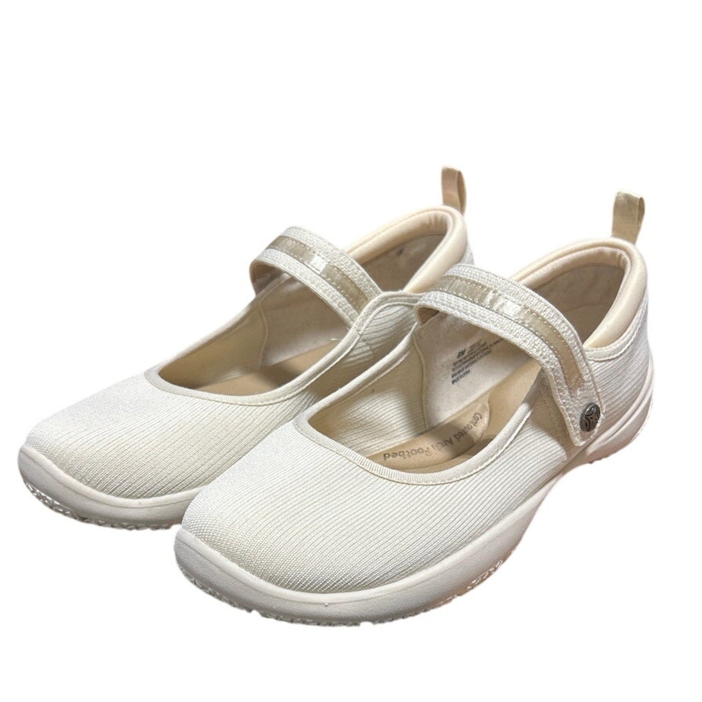 JSport Womens Size 8 Beige Tan Hook Loop Closure Mary Jane Comfort Shoes