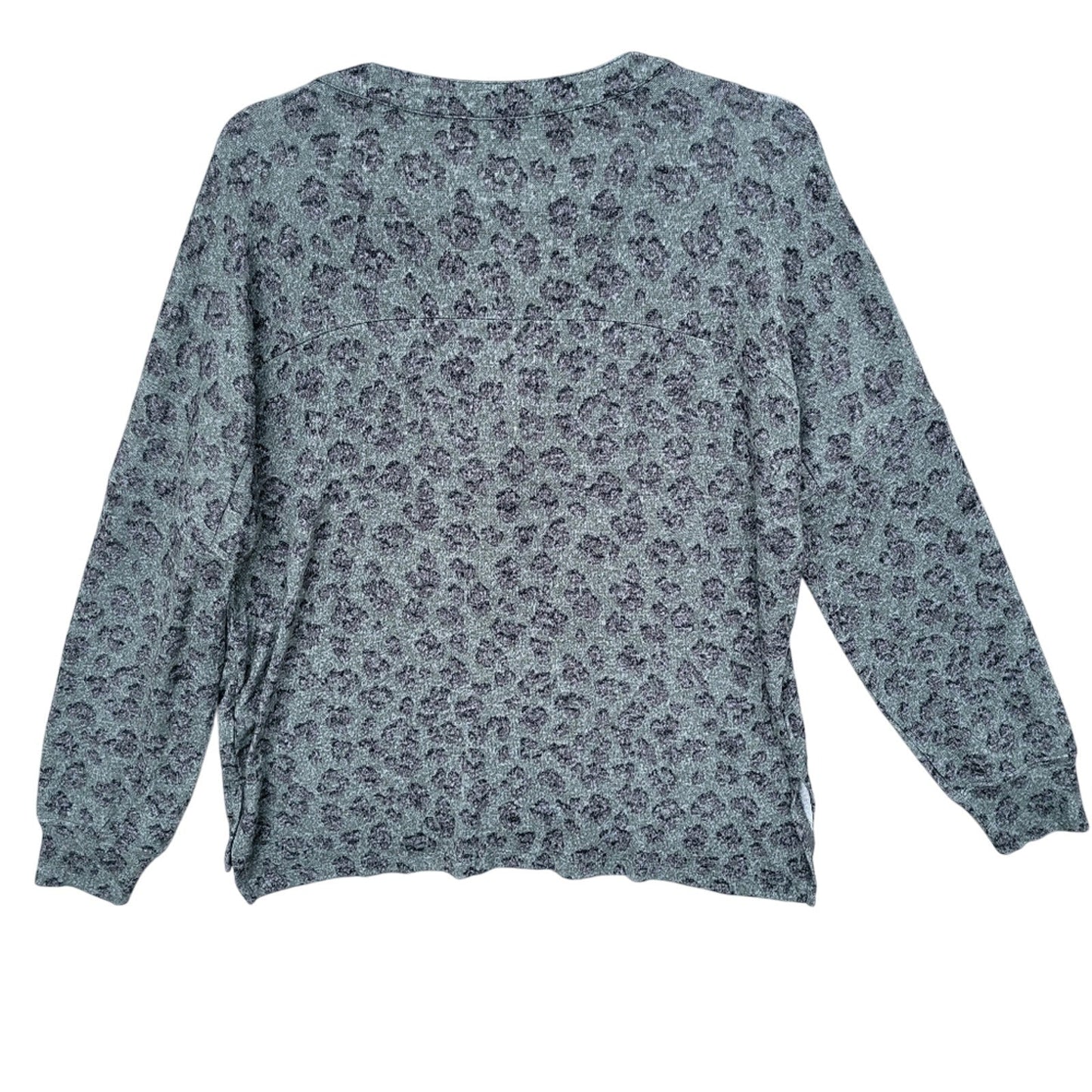 NWT New Lucky Brand Womens Small Leopard Print Viscose Long Sleeve Henley Top