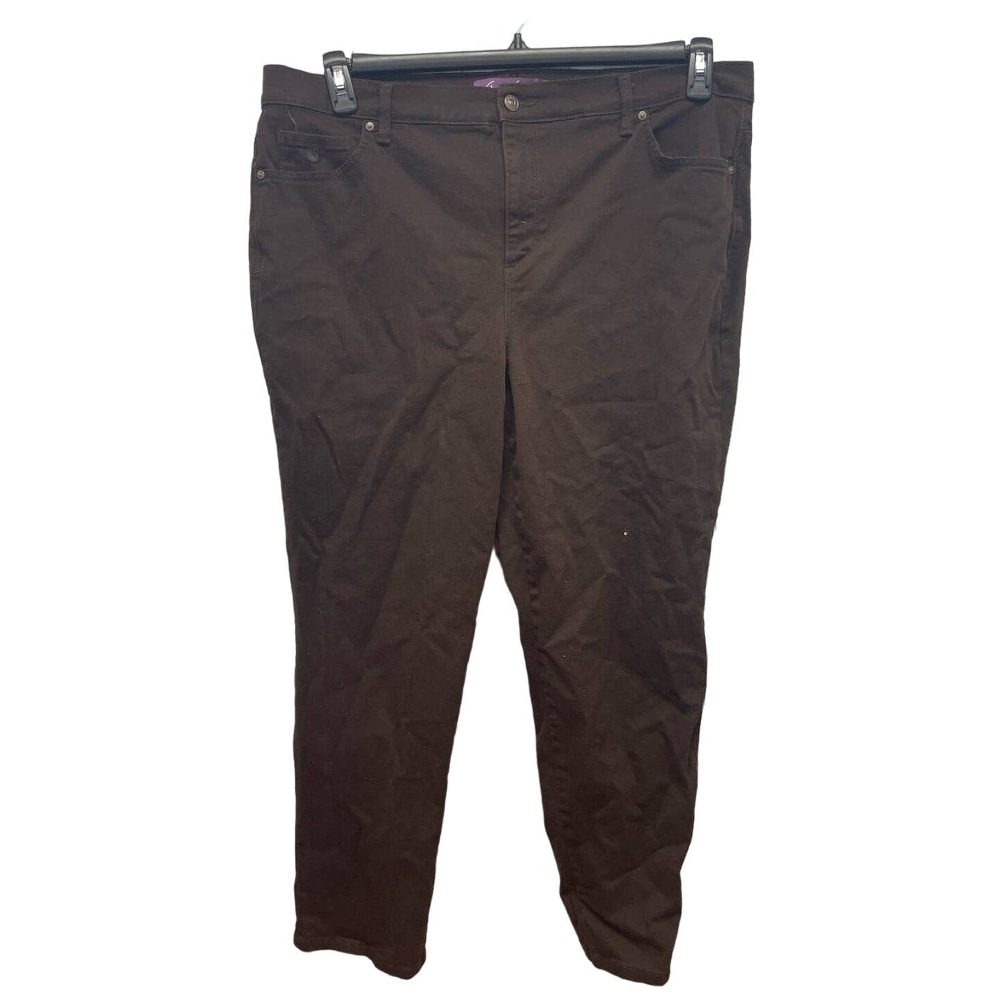 New Gloria Vanderbilt 18W Amanda Trouser PolyCotton Choco Brown Casual Pants