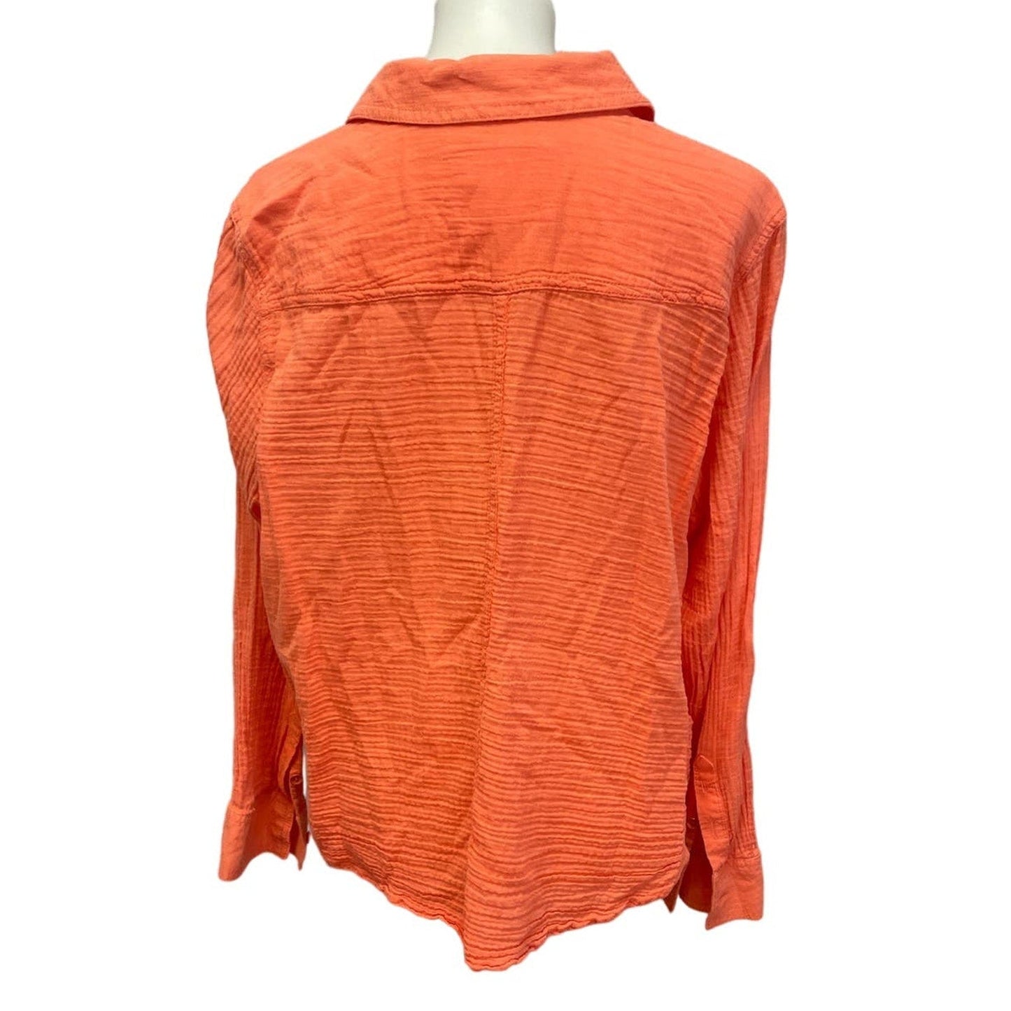 Sonoma Lifestyle Womens 2X 100% Cotton Long Tabbed Sleeve Button Up Shirt