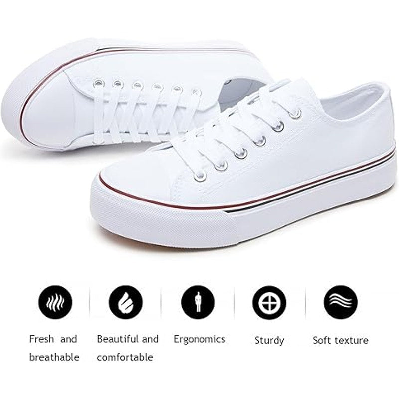New Fracora Womens Size 11 White Canvas Lace Up Classic Sneaker Low Top Shoes