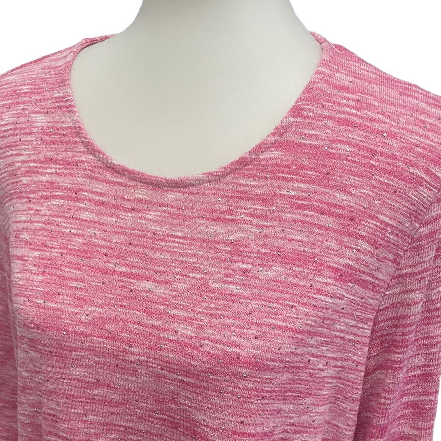 Croft & Barrow Large Long Sleeve Sparkle Studded Rayon Blend Soft Top