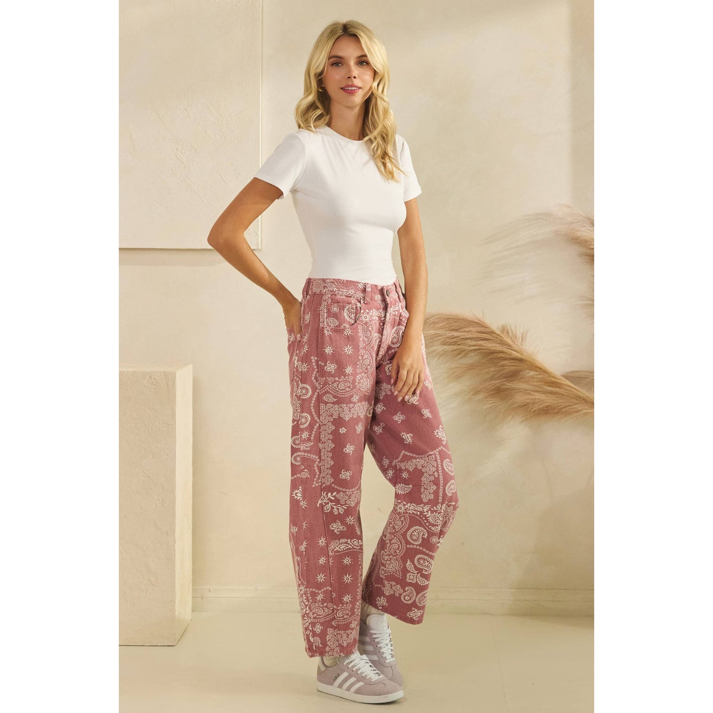 Vintage Pink Paisley Denim