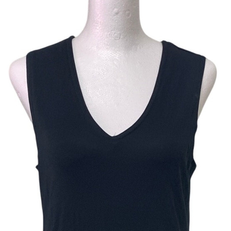 GAP Womens Medium Long Black Straight PolyRayon Sleeveless V Neck Maxi Dress