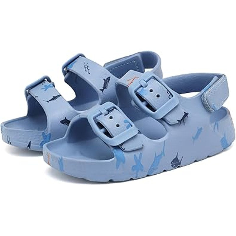 New Inminpin Toddler Boys Size 7 Blue Hook Loop Buckle Open Toe Sandal Shoes