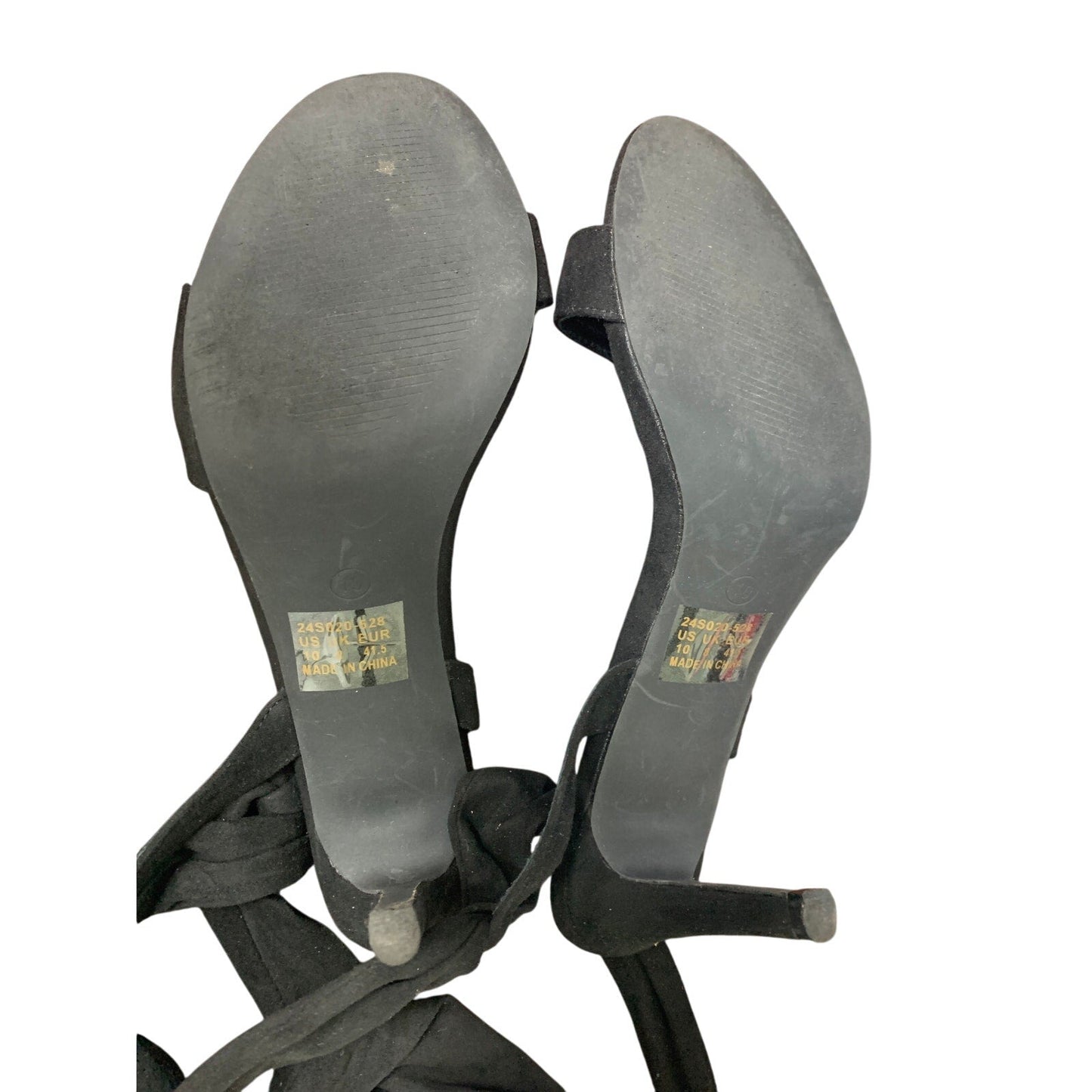 New Trary Womens Size 10 Black Soft Tie Lace Up 3.5" Inch Open Toe Heels Shoes