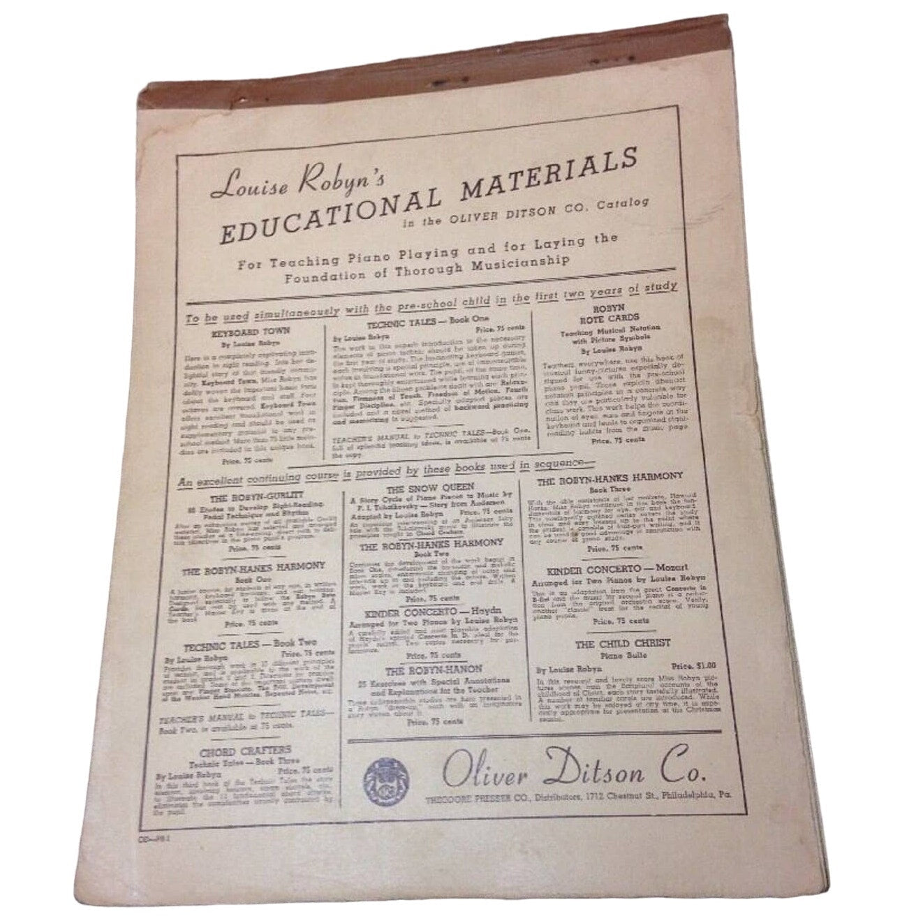 Vintage First Classics Foundation Harmony Piano Cards Sheet Music