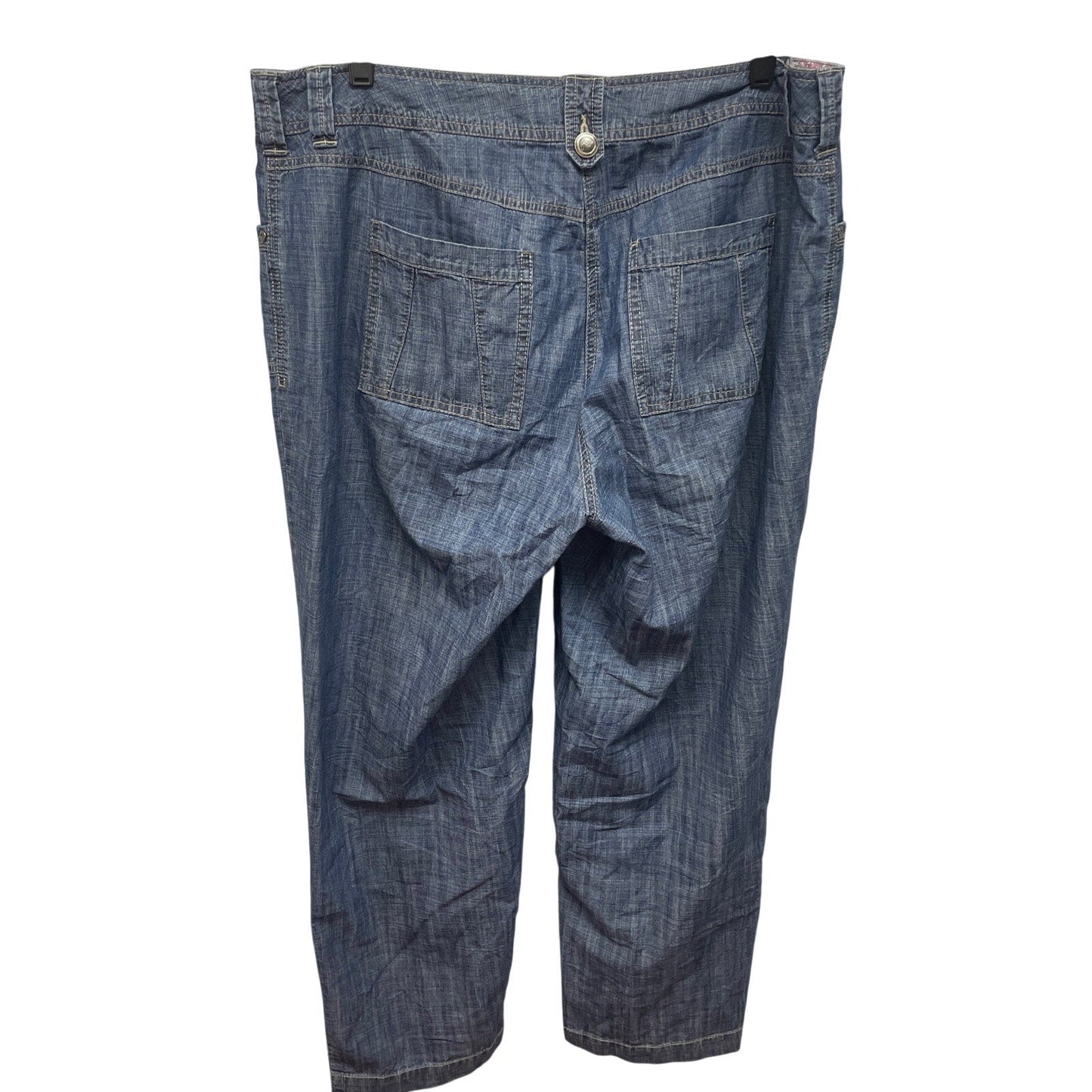 JMS Womens Size 18W 100% Cotton Roll Up Leg Lightweight Denim Blue Jeans