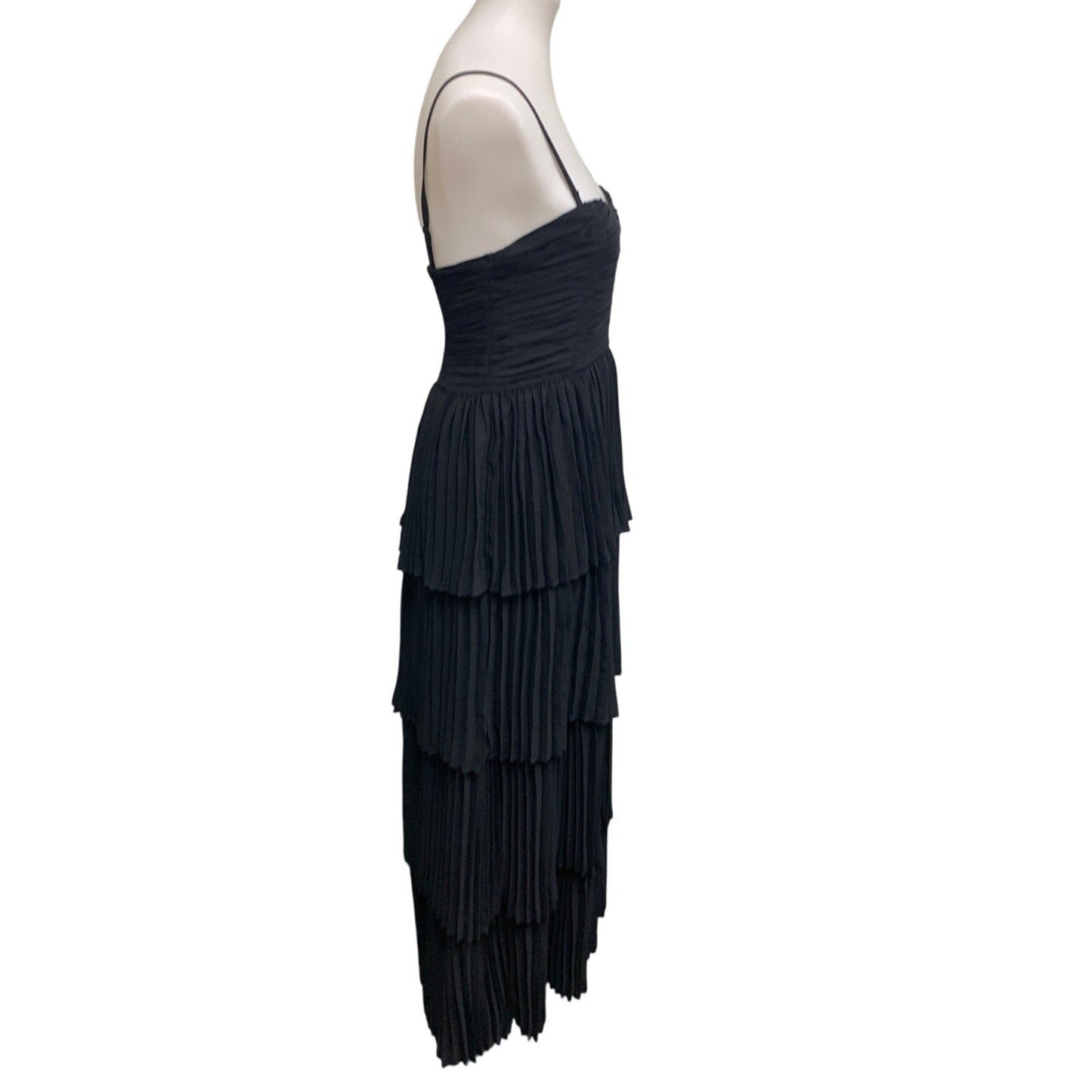 New American Eagle Womens Size Medium Black Strappy Tiered Pleated Maxi Dress
