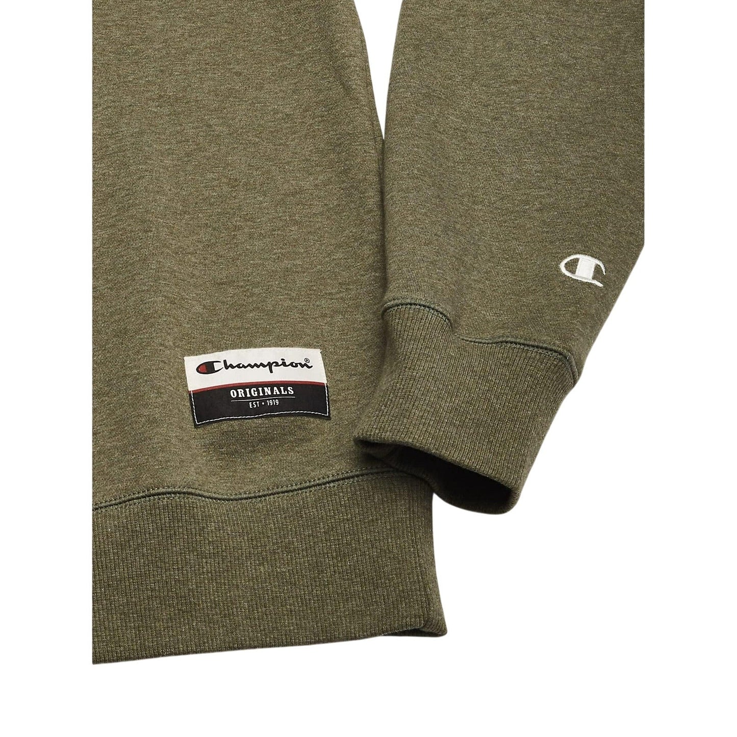 New Champion Mens Large Army Green Sueded Fleece Pullover Crew Neck Sweatshirt