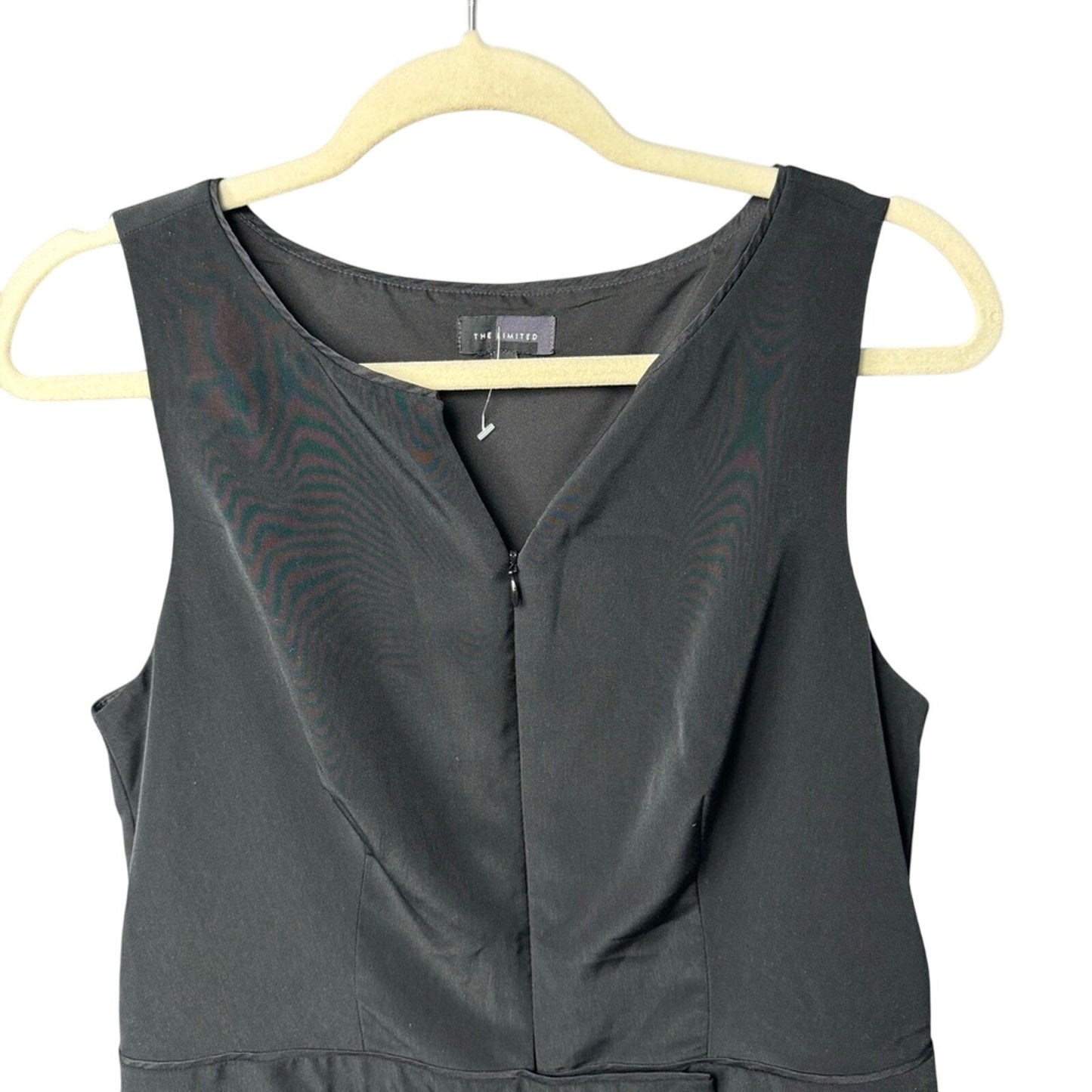 New The Limited Womens Size 8 Black 100% Polyester Sleeveless Front Zip Jumpsuit